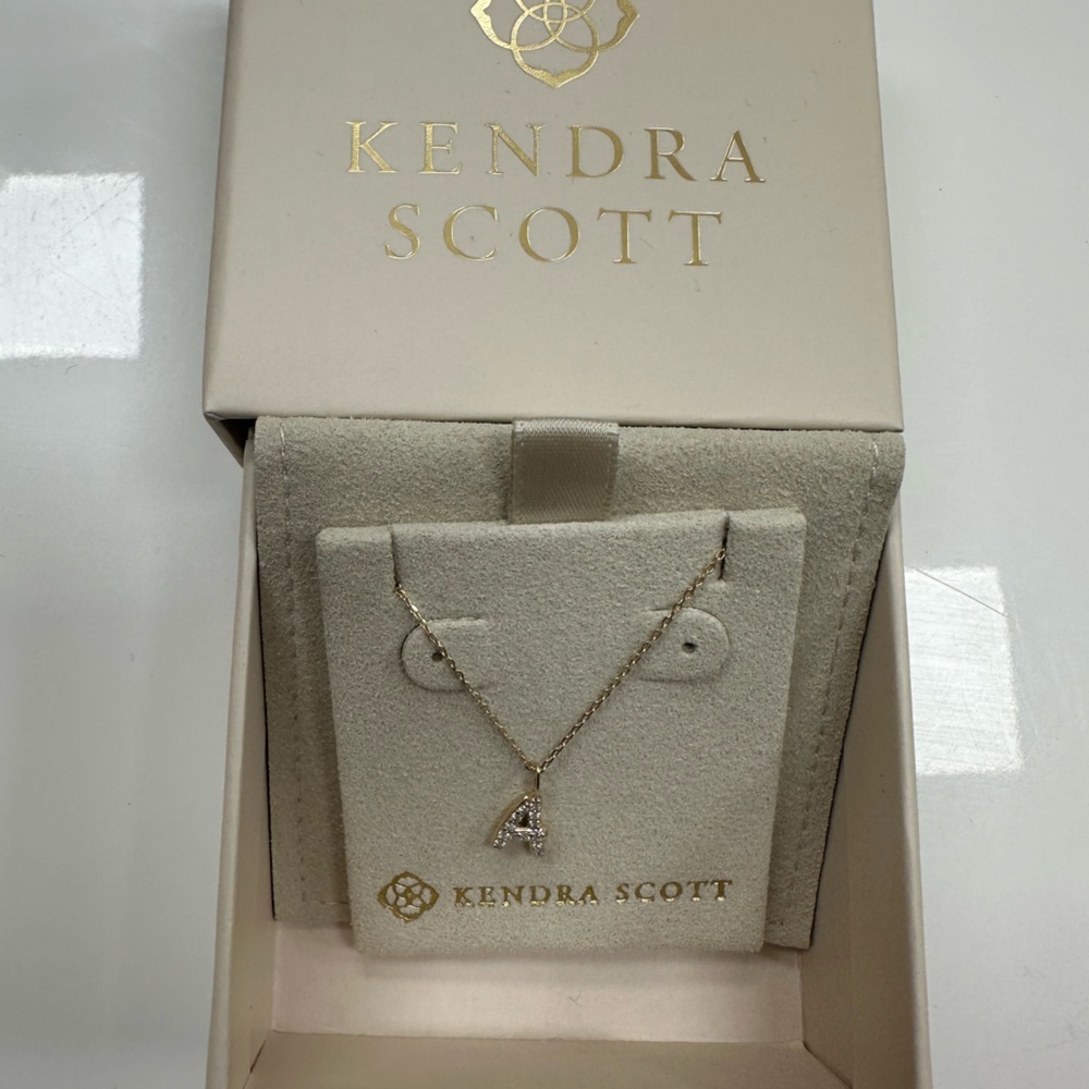 Kendra Scott Diamond Letter A Pendant Necklace in 14k Yellow Gold - Picture 2 of 6